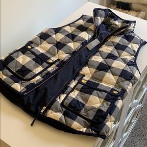 NWT J.CREW NAVY PLAID PUFFER VEST